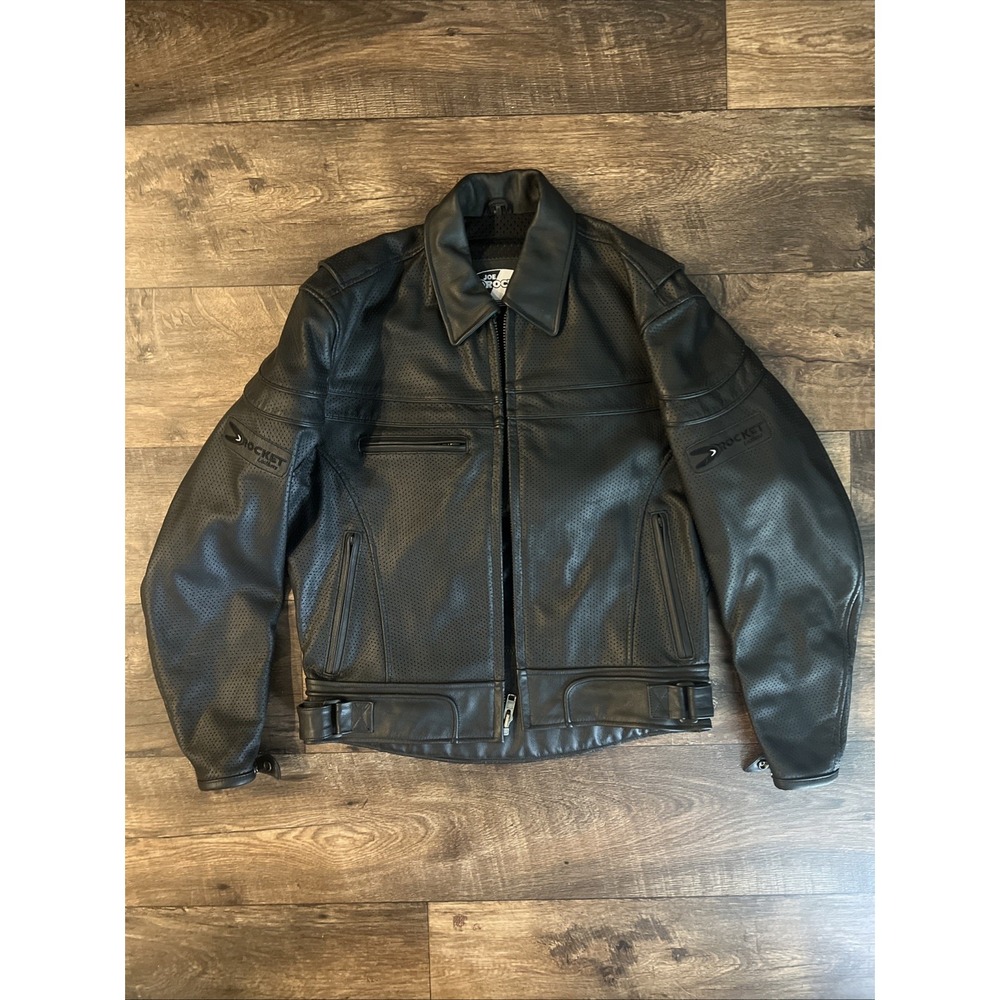 Joe Rocket Leather Mesh Jacket Mens Small Black Motorcycle Jacket W/ Pad